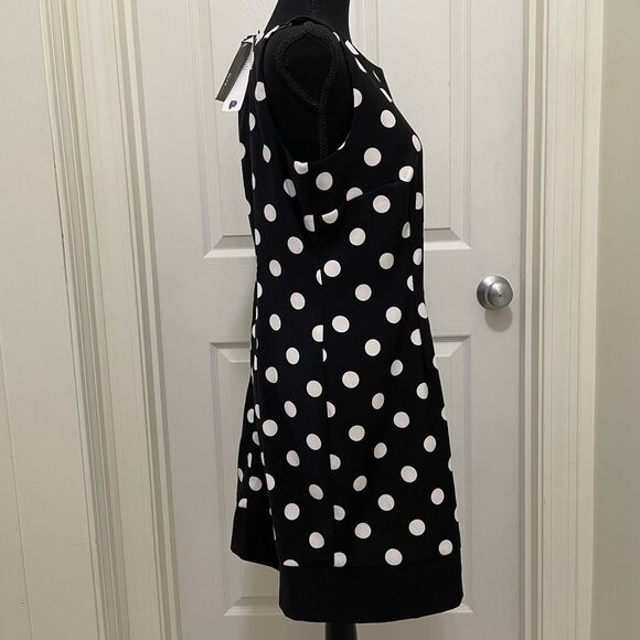 New Alyx Petite Dress 16P Black White Polka Dot Sleeveless Retro Party Dress NWT - Picture 2 of 10